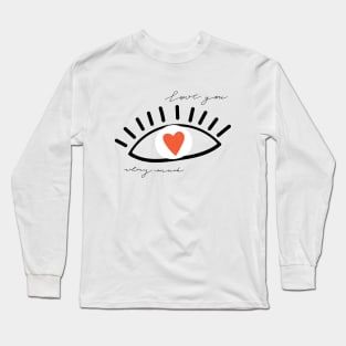 Pattern of eyes in love with heart and lettering. Valentine's day. Long Sleeve T-Shirt